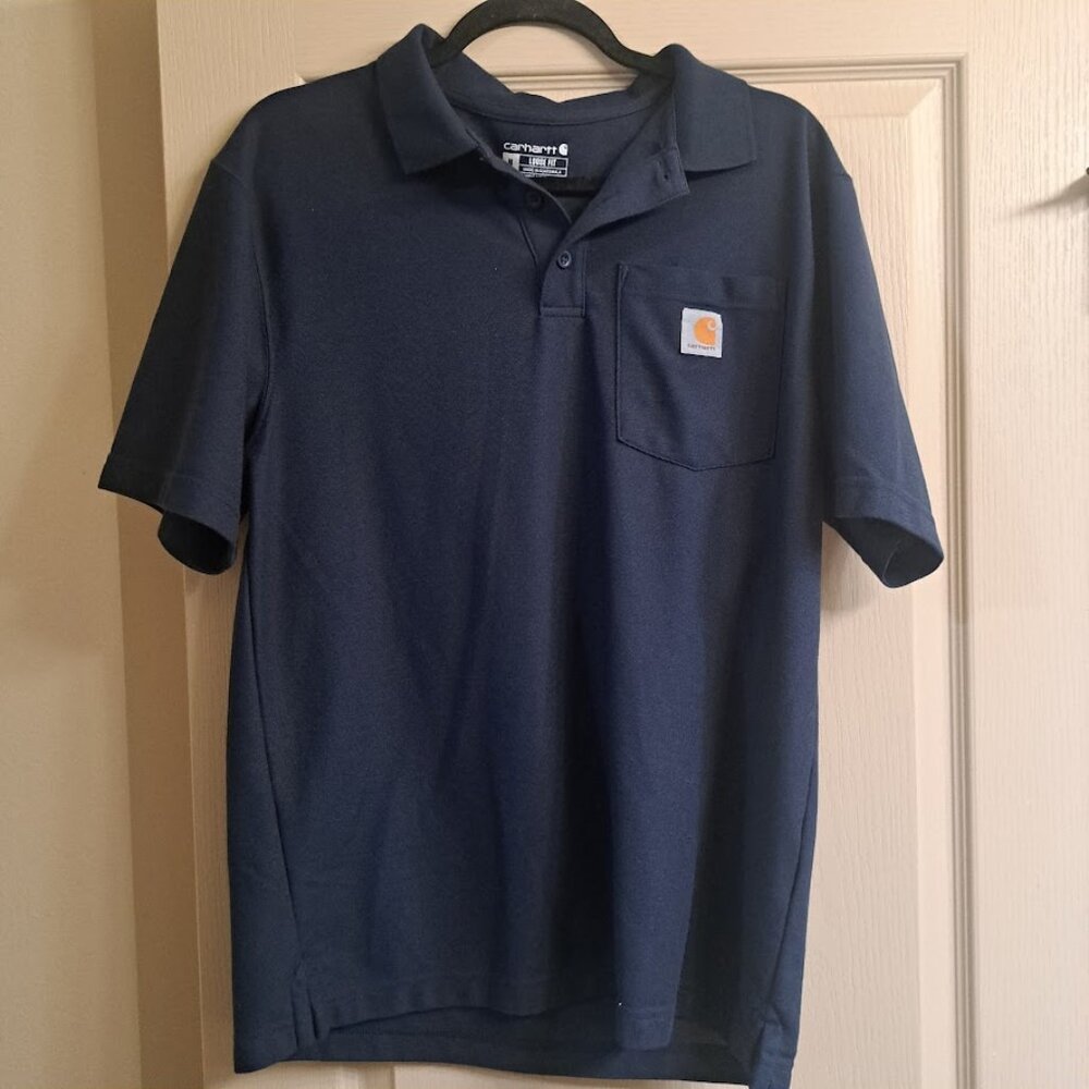 CARHARTT Polo Shirt Navy Blue Men's Medium